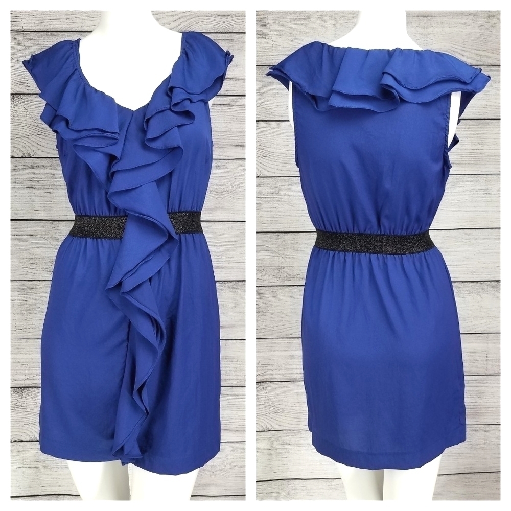 Urban Outfitters Pins & Needles M Mini Ruffled Dress Lightweight Blue Sapphire
